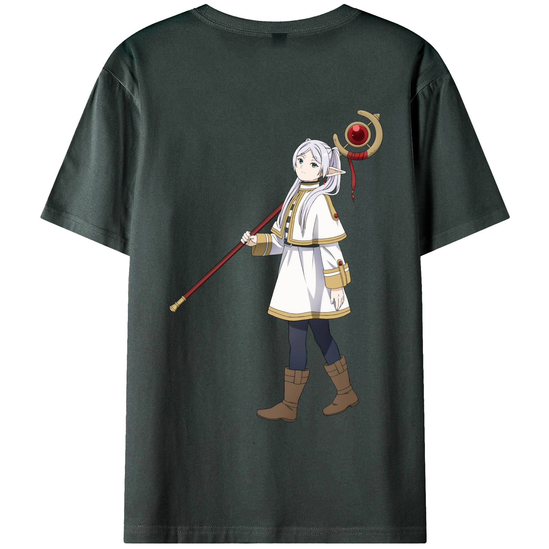 （画像用） 葬送のフリーレン Frieren 綿100％ メンズ半袖Tシャツ（バックプリント） 通気性